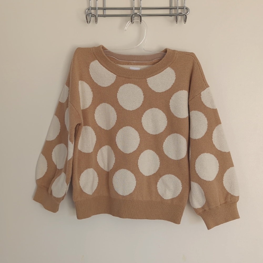 Baby GAP Kids Light Brown and White Polka Dot Sweater 3 Years